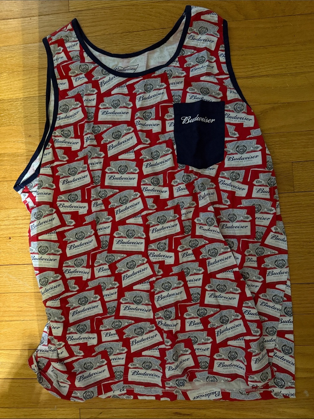 Budweiser Red and Navy Allover Logo Pocket Tank